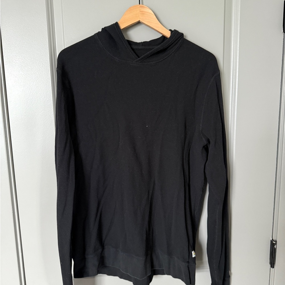 Men's Black Hooded Waffle Sweatshirt